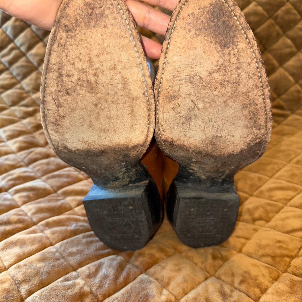 Vintage Tony Lama Tan and Brown Cowboy Boots - Picture 6 of 8